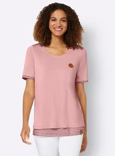 2-in-1-Shirt CASUAL LOOKS "Longshirt" Gr. 36, rosa (rosenquarz) Damen Shirts Jersey