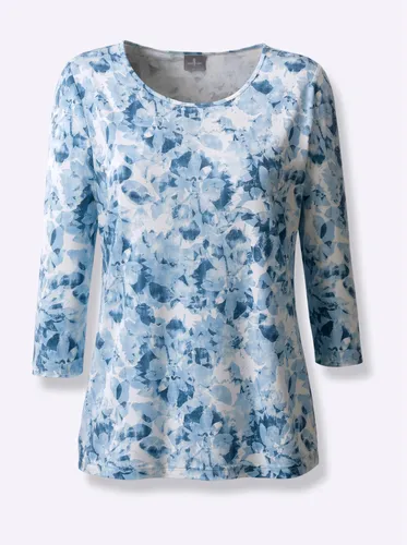 3/4-Arm-Shirt LADY "Shirt" Gr. 44, blau (hellblau, jeansblau, bedruckt) Damen Shirts Jersey