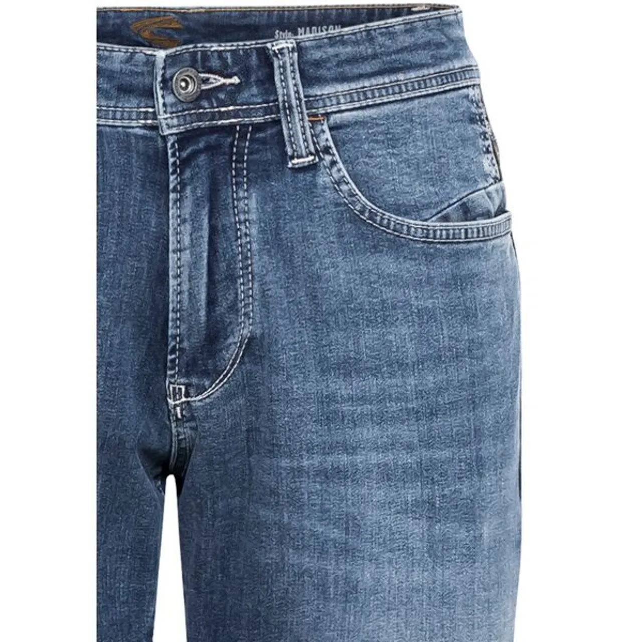 5-Pocket-Jeans CAMEL ACTIVE "MADISON" Gr. 31, Länge 34, blau (mid blue) Herren Jeans 5-Pocket-Jeans leichter Used-Look