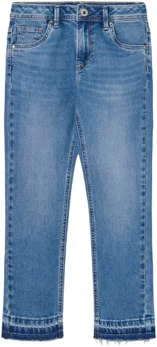 5-Pocket-Jeans PEPE JEANS "TAPERED HWJR" Gr. 10, N-Gr, blau (mid blue) Mädchen Jeans for GIRLS