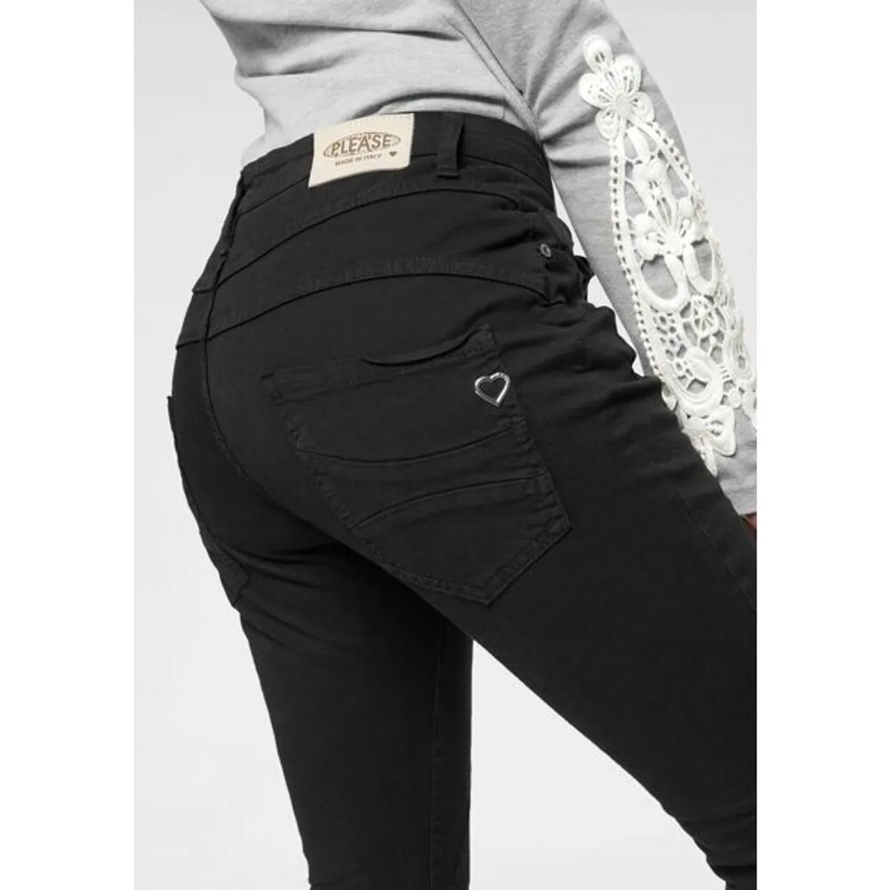 5-Pocket-Jeans PLEASE JEANS "P78A" Gr. S/36, N-Gr, schwarz (1900, nero) Damen Jeans Röhrenjeans