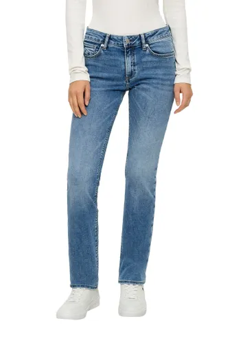 5-Pocket-Jeans QS "Catie" Gr. 42, Länge 32, blau (mid blue) Damen Jeans Röhrenjeans