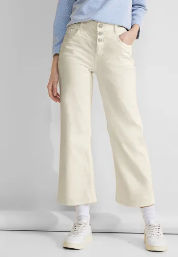 5-Pocket-Jeans STREET ONE "DENIM CULOTTE" Gr. 33, Länge 26, weiß (soft ecru washed) Damen Jeans 5-Pocket-Jeans mit Elasthan und Schlag