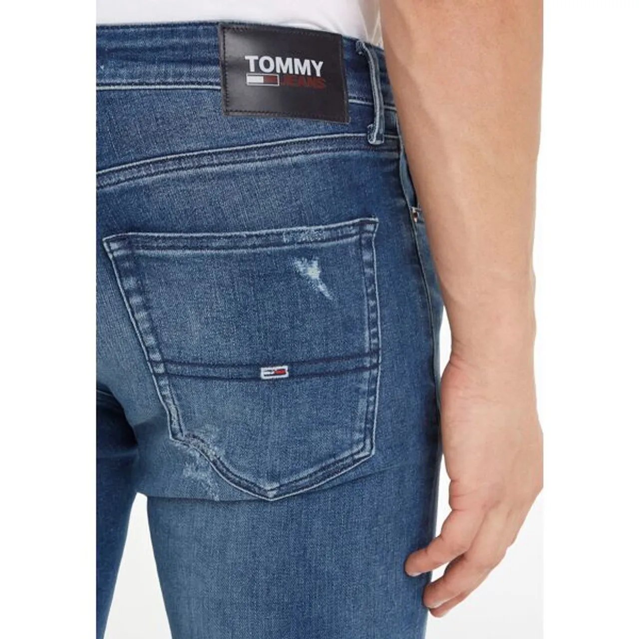 5-Pocket-Jeans TOMMY JEANS "SCANTON SLIM" Gr. 34, Länge 32, blau (denim medium 01) Herren Jeans 5-Pocket-Jeans