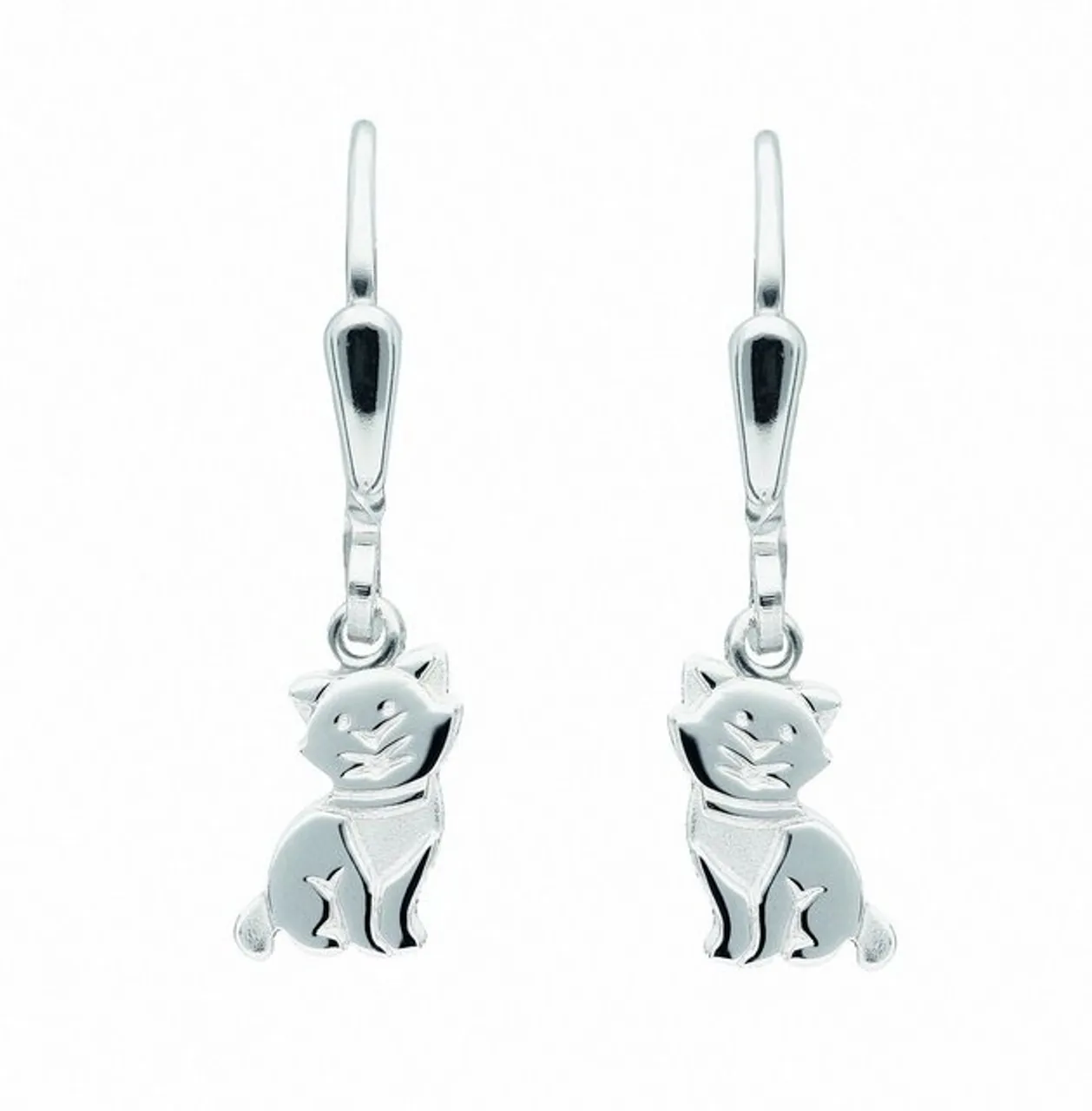 Adelia´s Paar Ohrhänger 1 Paar 925 Silber Ohrringe / Ohrhänger Katze, 925 Sterling Silber Silberschmuck für Damen