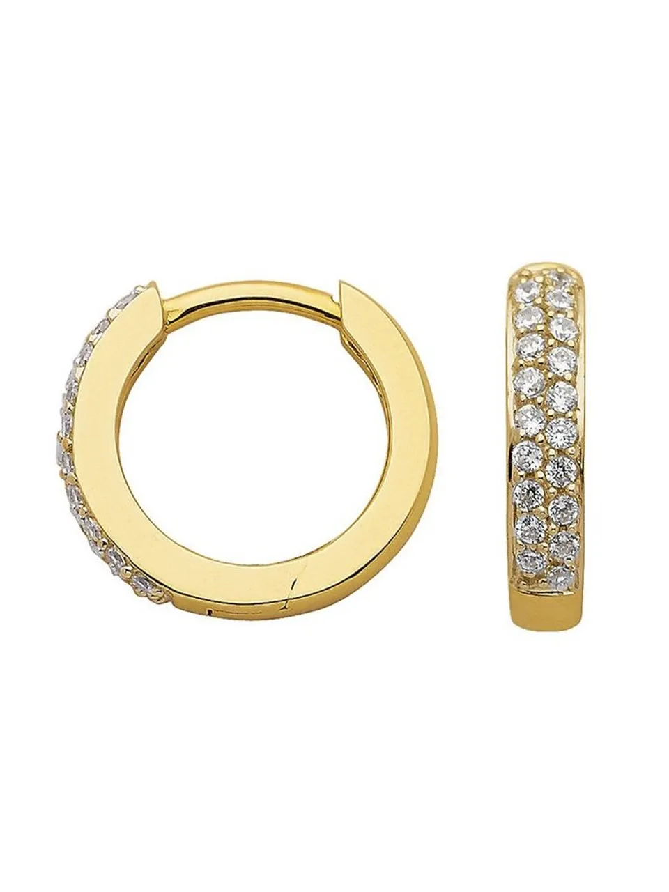 Adelia´s Paar Ohrhänger 333 Gold Ohrringe Creolen Ø 13,1 mm, mit Zirkonia Goldschmuck für Damen