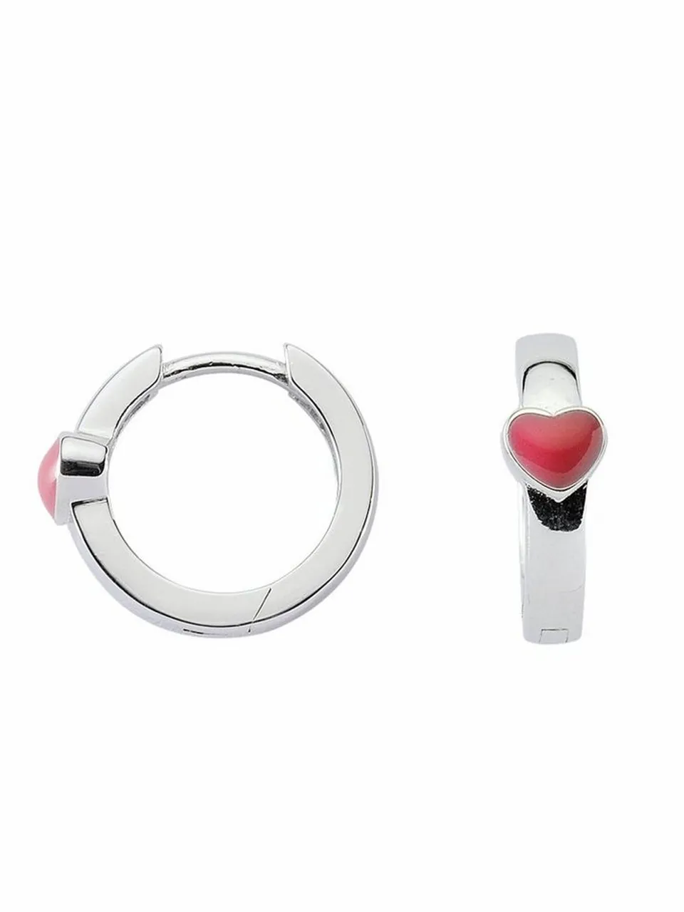 Adelia´s Paar Ohrhänger 925 Silber Ohrringe Creolen Herz Ø 14 mm, Silberschmuck für Damen