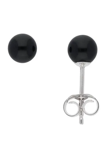 Adelia´s Paar Ohrhänger 925 Silber Ohrringe Ohrstecker Ø 5,4 mm, mit Onyx Silberschmuck für Damen