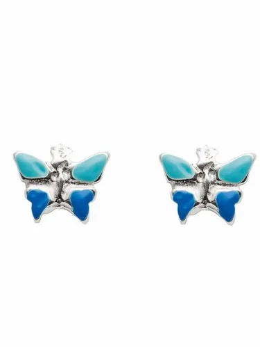 Adelia´s Paar Ohrhänger 925 Silber Ohrringe Ohrstecker Schmetterling blau grün, Silberschmuck für Damen