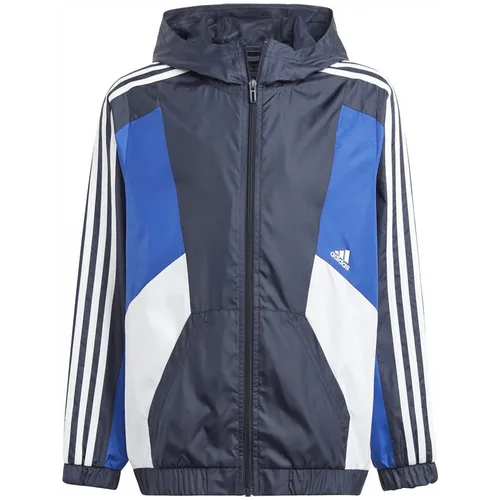 Adidas Colorblock 3-Streifen Regular Fit Windbreaker Kinder blau