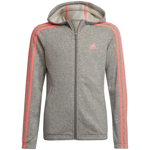Adidas Essentials 3-Streifen Kapuzenjacke Mädchen grau