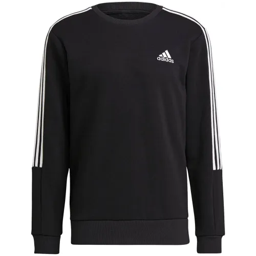 Adidas Essentials Fleece Cut 3-Streifen Sweatshirt Herren schwarz