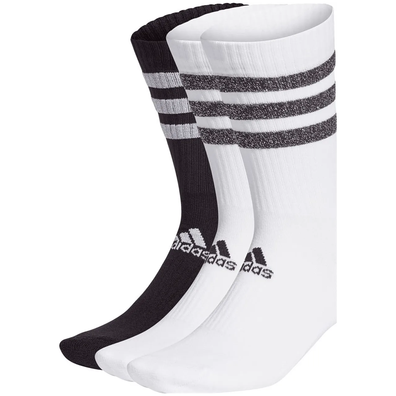 Adidas Glam 3-Streifen Cushioned Sport Crew Socken, 3 Paar weiß