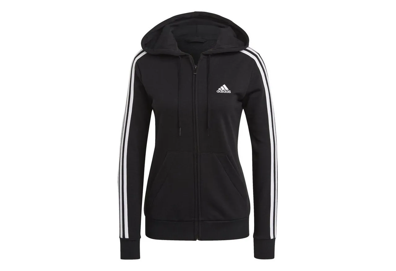 adidas Sportswear Kapuzensweatshirt W 3S FT FZ HD,BLACK/WHITE weiss-schwarz-pink