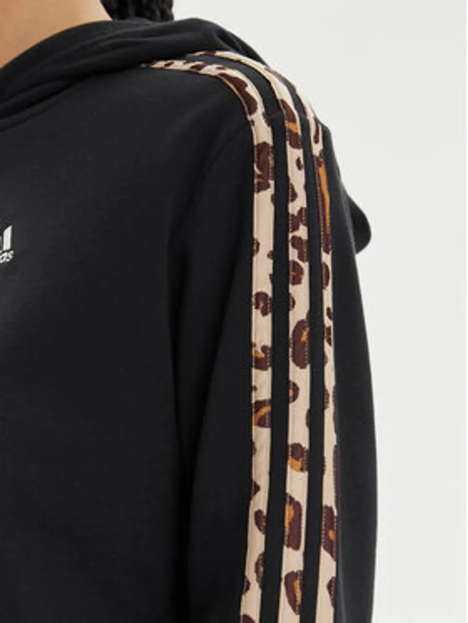 adidas Sweatshirt Essentials 3-Stripes Animal Print IR9313 Schwarz Loose Fit