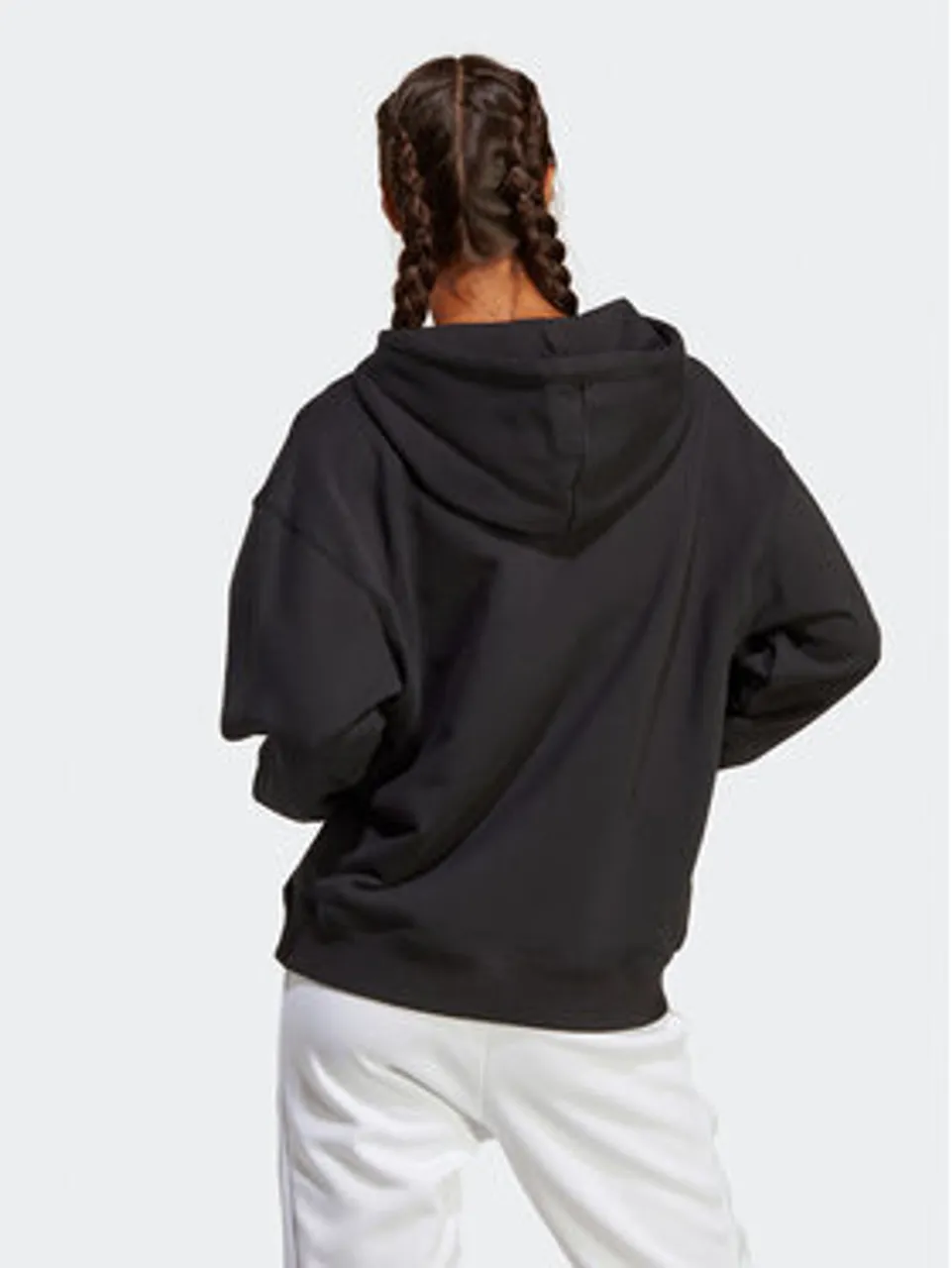 adidas Sweatshirt Essentials Big Logo Oversized French Terry Hoodie HR4934 Schwarz Loose Fit