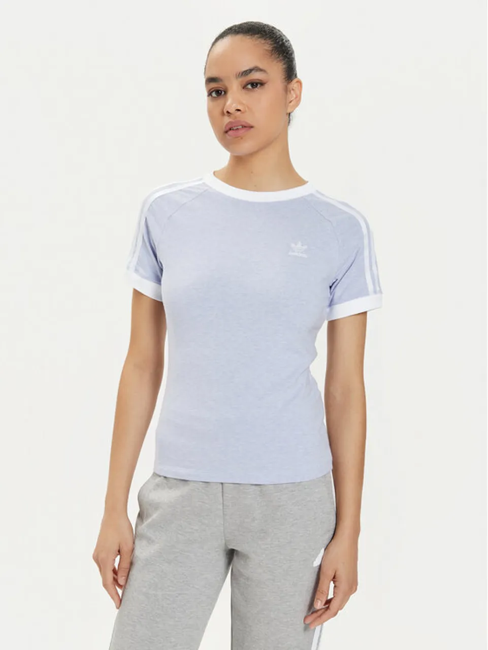 adidas T-Shirt 3-Stripes IR8108 Violett Slim Fit