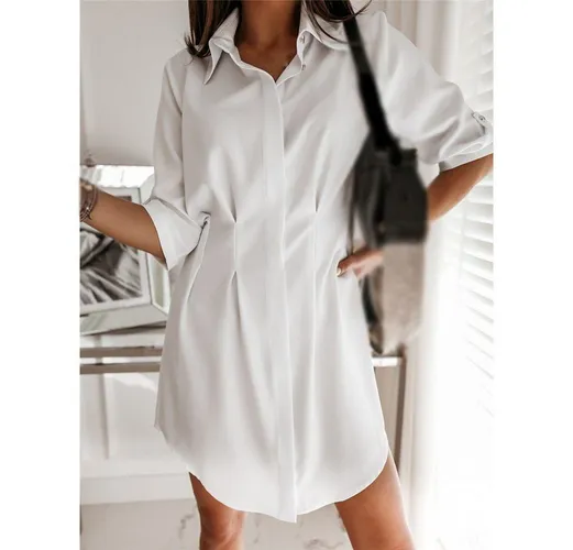 AFAZ New Trading UG Blusenkleid Damen kleid Knopf Hemdkleid Anzugrock A-Linien Freizeitkleid