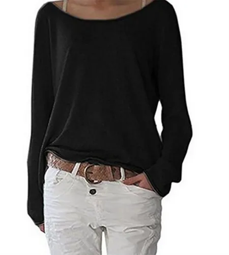 AFAZ New Trading UG Langarmbluse Damen-Langarm-T-Shirt, lockerer, langes Sweatshirt-Shirt-Oberteil