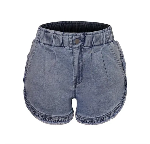 AFAZ New Trading UG Loose-fit-Jeans Sommer-Damen-Jeansshorts mit elastischem elastischem Bund und Rüschen