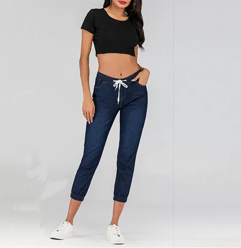 AFAZ New Trading UG Loose-fit-Jeans Sommerliche Damen-Cropped-Jeans mit Schnürung, lässig und vielseitig