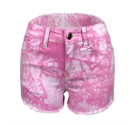 AFAZ New Trading UG Loose-fit-Jeans Sommerliche Damen-Stretch-Jeansshorts mit rosa Tarnmuster für Damen