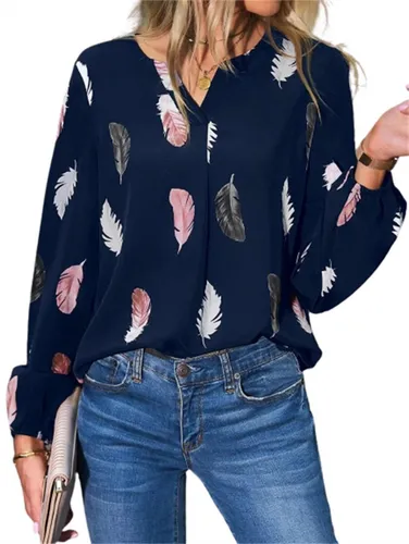 AFAZ New Trading UG Trachtenbluse Langarmhemd Damen Women's V-Neck Blouse for Stylish Looks (Stylish V-Neck Women's Blouse for Various Occasions) Wome...