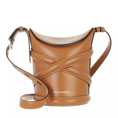Alexander McQueen Beuteltasche - The Curve Bucket Bag Leather - Gr. unisize - in Cognacbraun - für Damen