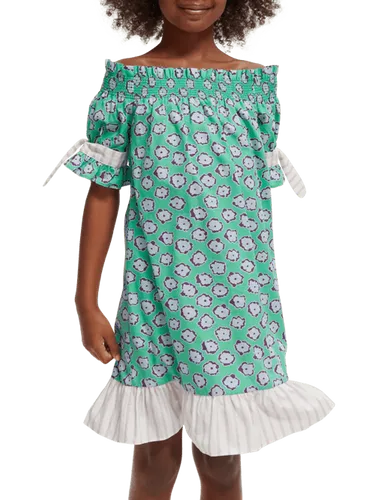 All-over printed off-shoulder dress - Größe 8 - Multicolor - Mädchen - Kleid - Scotch & Soda