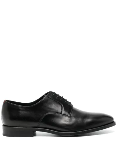 almond-toe leather derby shoes