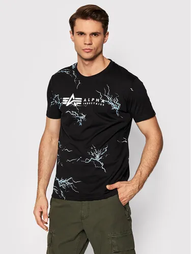 Alpha Industries T-Shirt Lightning Aop 106500 Schwarz Regular Fit