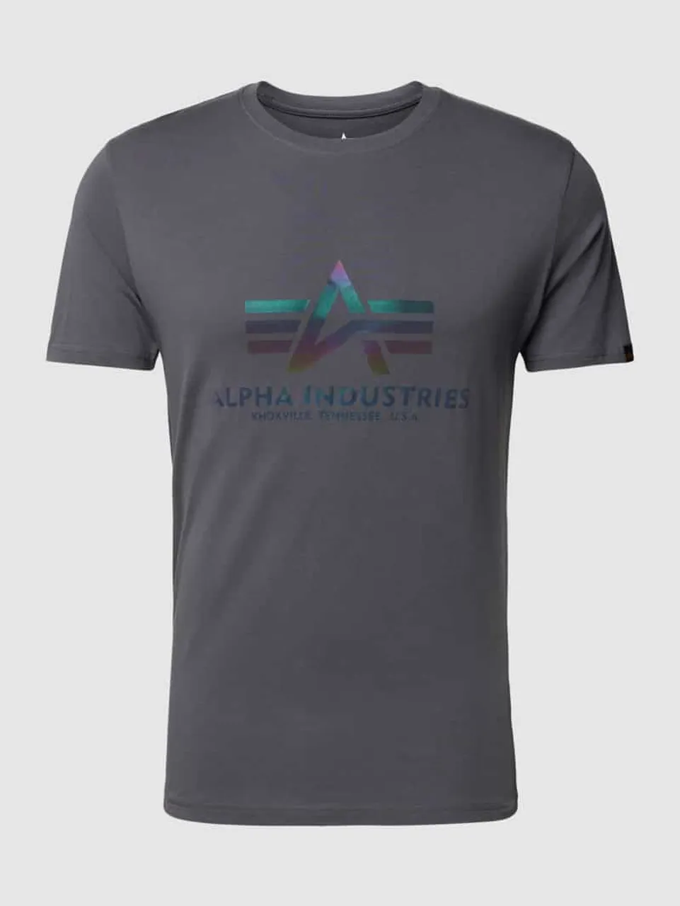 Alpha Industries T-Shirt mit Label-Print in Anthrazit