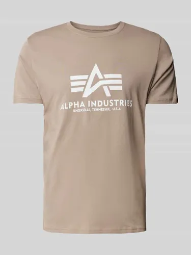 Alpha Industries T-Shirt mit Label-Print in Sand