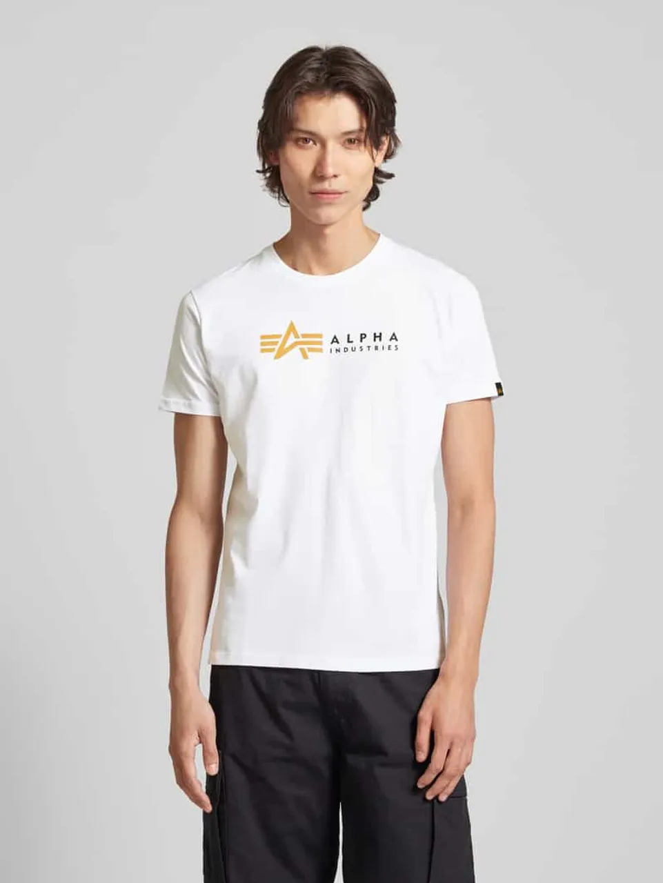 Alpha Industries T-Shirt mit Label-Print in Weiss