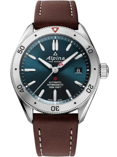 Alpina Herren Analog Quarz Uhr mit Edelstahl Armband