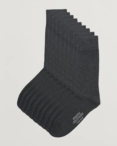 Amanda Christensen 9-Pack True Cotton Socks Antrachite Melange
