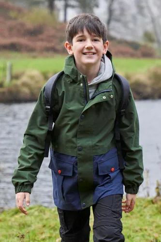 Amazon wasserdichte Jacke mit Farbblockoptik für Kinder - Khaki