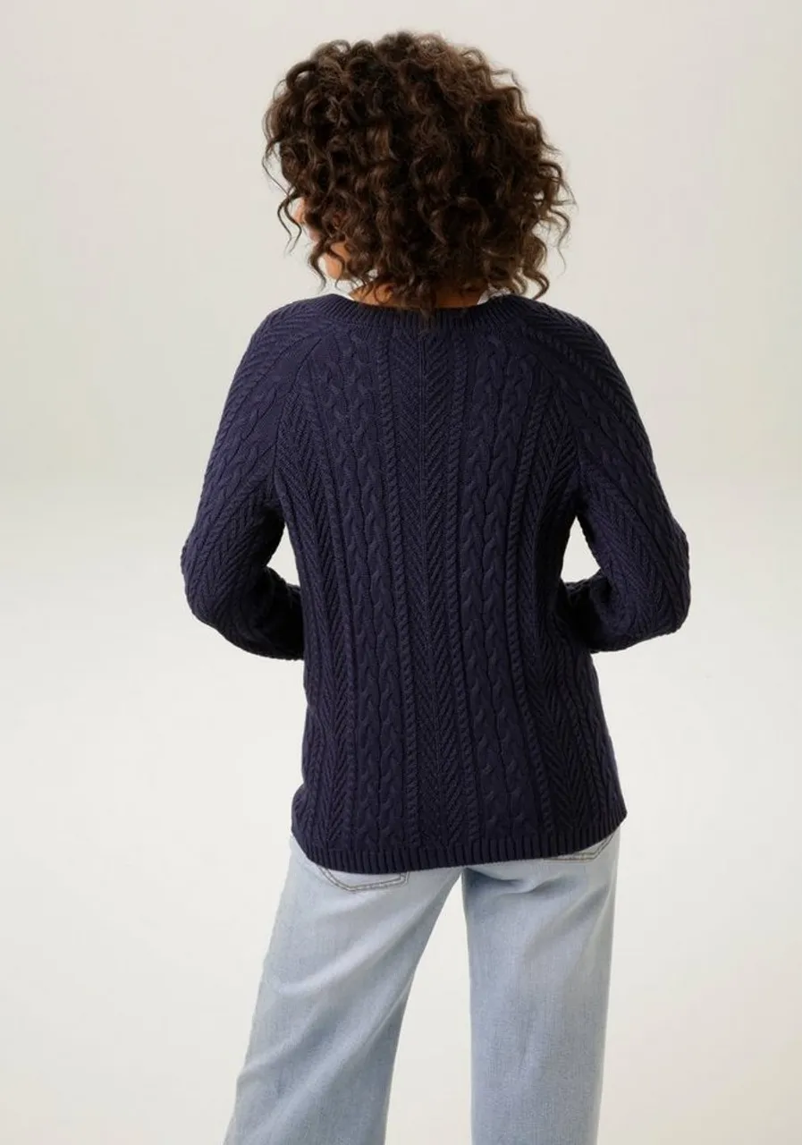 Aniston Strickpullover CASUAL Gr. 46, blau (marine) Damen Pullover  Zopfmuster im trendigem Muster-Mix - NEUE KOLLEKTION - Preise vergleichen