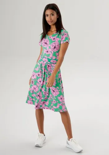 Aniston SELECTED Sommerkleid mit Taillenbund und trendy Blumendruck - NEUE KOLLEKTION
