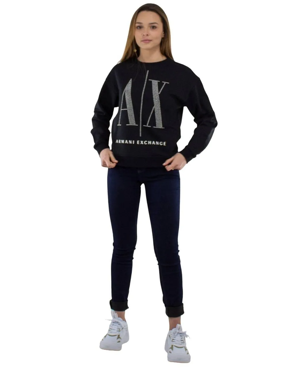 Armani Exchange Damen Studded Icon Sweatshirt Sweatshirt