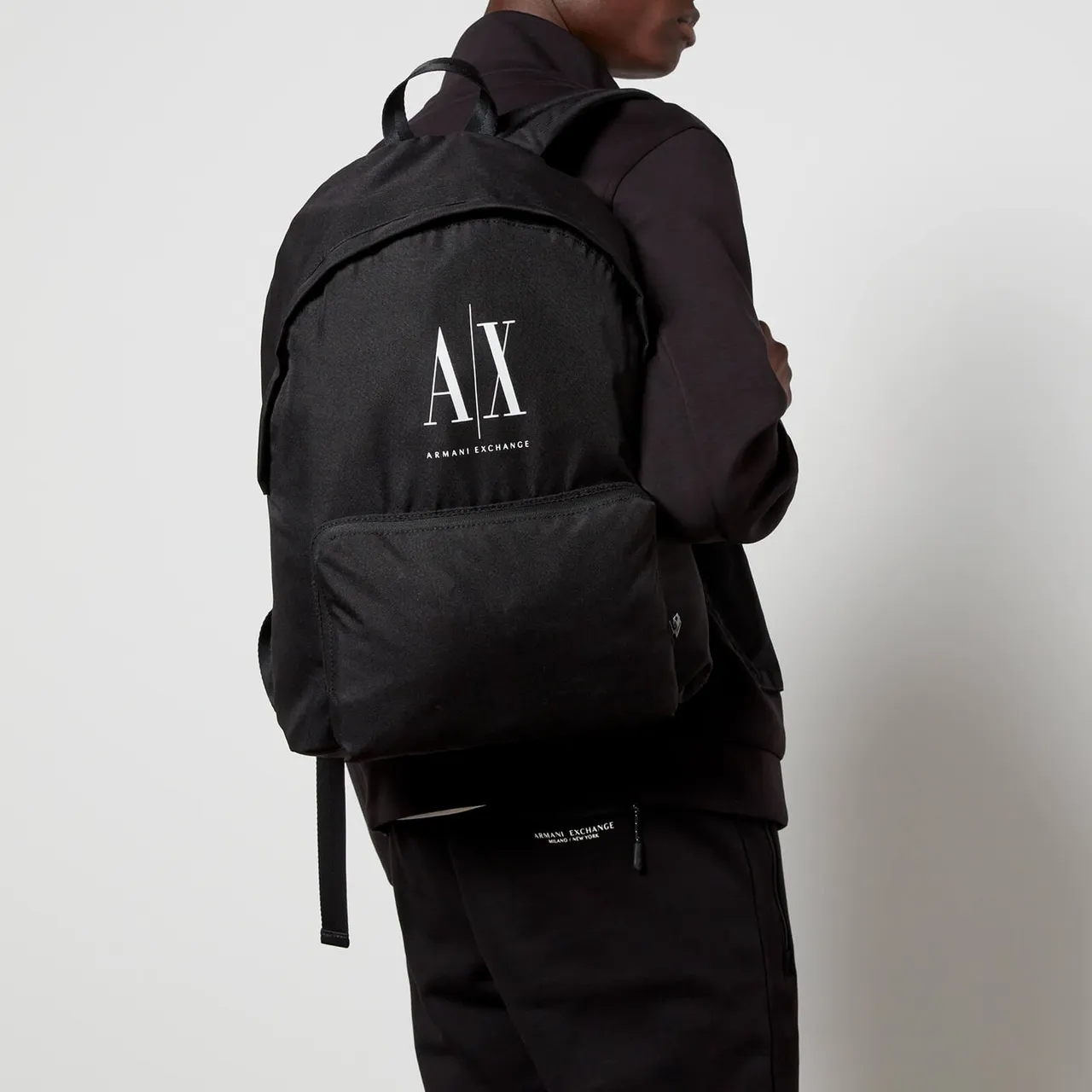Armani Exchange Men's AX Logo Nylon Backpack - Black