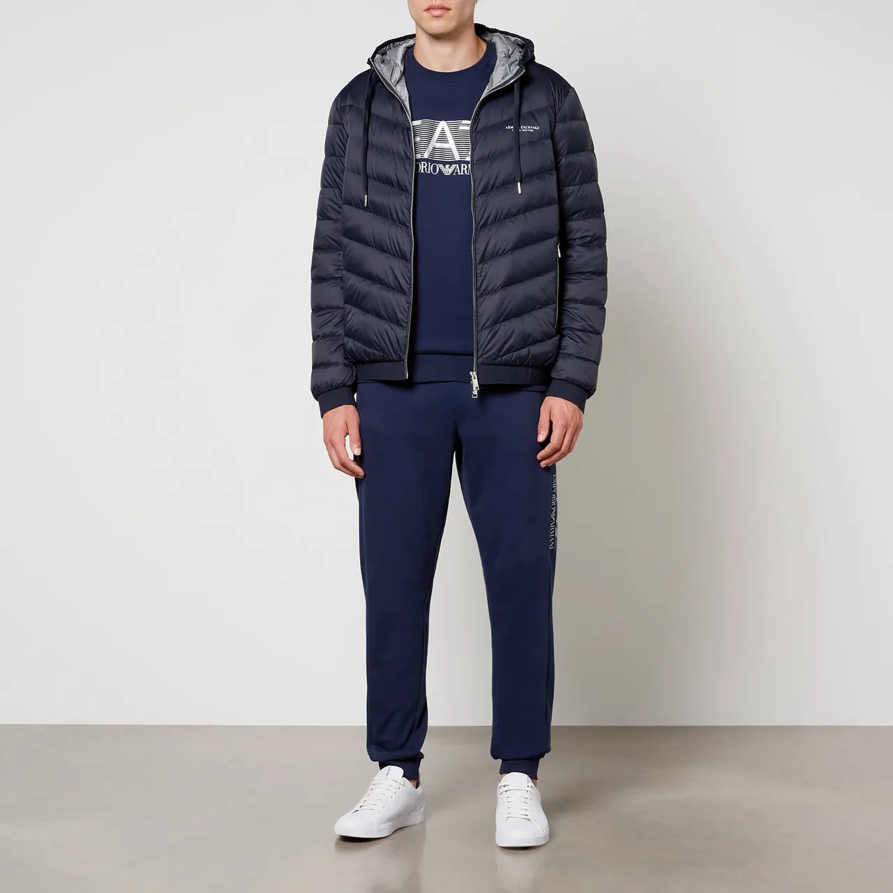 Armani Exchange Quilted Shell Down Hooded Jacket