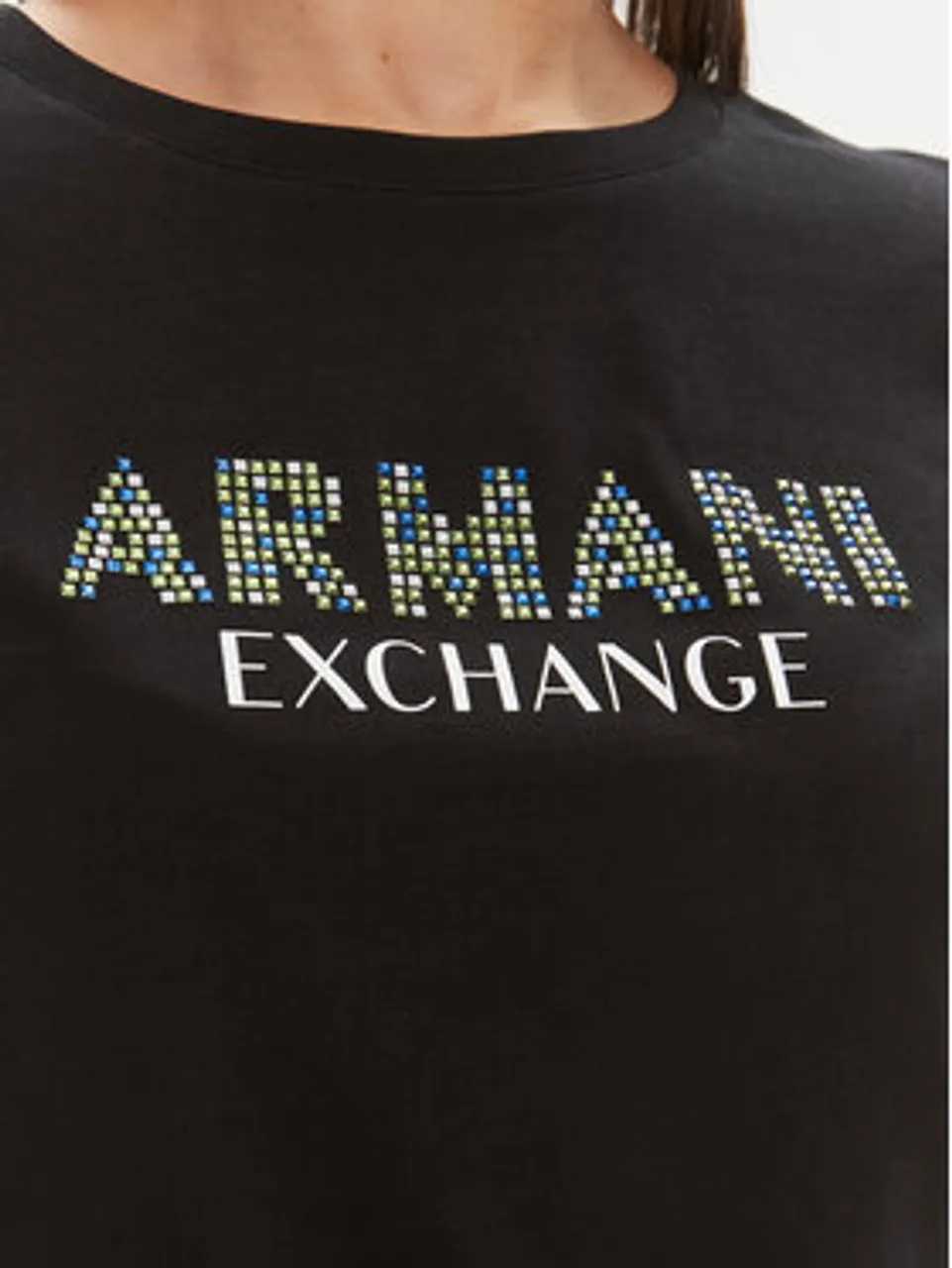 Armani Exchange T-Shirt 3DYT13 YJ8QZ 1200 Schwarz Regular Fit