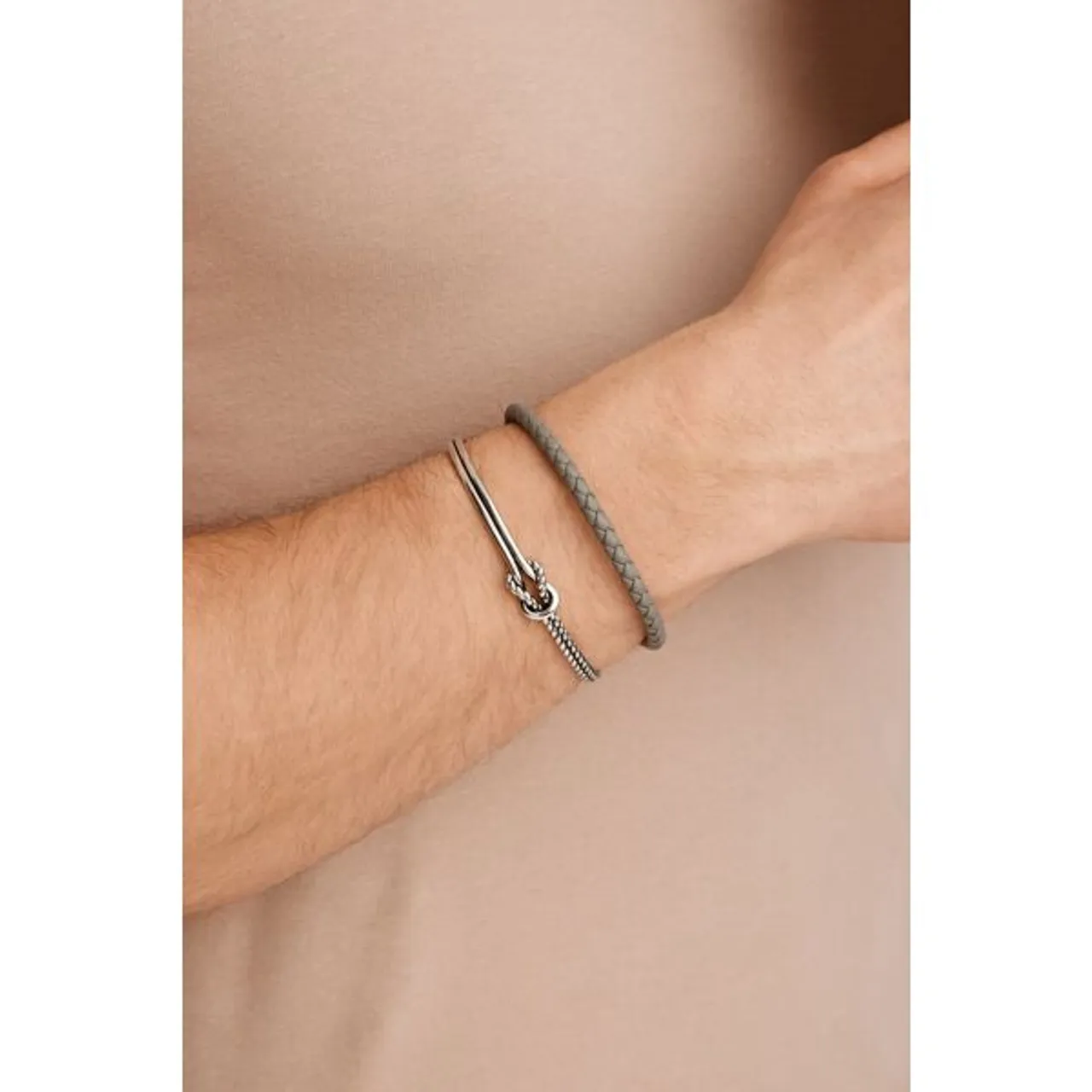 Armband CAÏ Armbänder Gr. 21cm, Edelstahl, grau Herren Armbänder