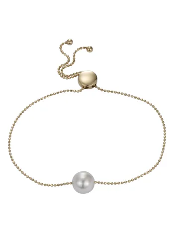 Armband FIRETTI "Schmuck Geschenk Gold 585 Armschmuck Armkette Goldarmband Perle" Armbänder Gr. Gelbgold 585-Perlen, weiß (gelbgoldfarben, weiß) Damen...