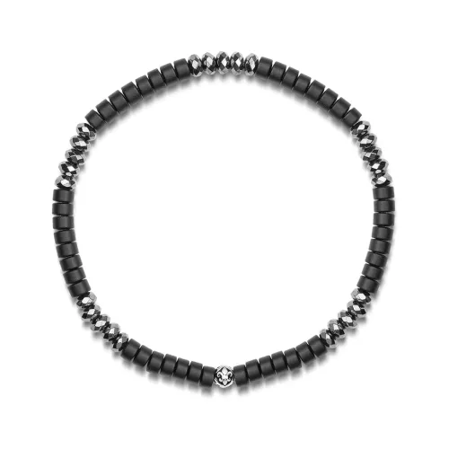 Armband mit Onyx- und Hämatitheishi -Perlen Nialaya