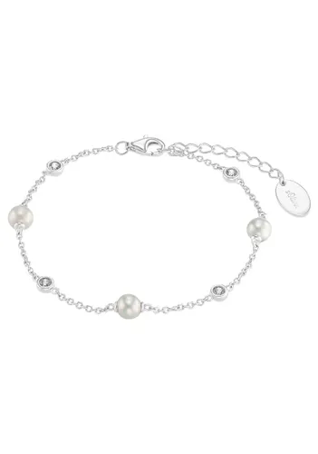 Armband S.OLIVER "2034394" Armbänder Gr. Silber 925 (Sterlingsilber)-Perlen, bunt (silberfarben, weiß, weiß) Damen Perlenarmbänder