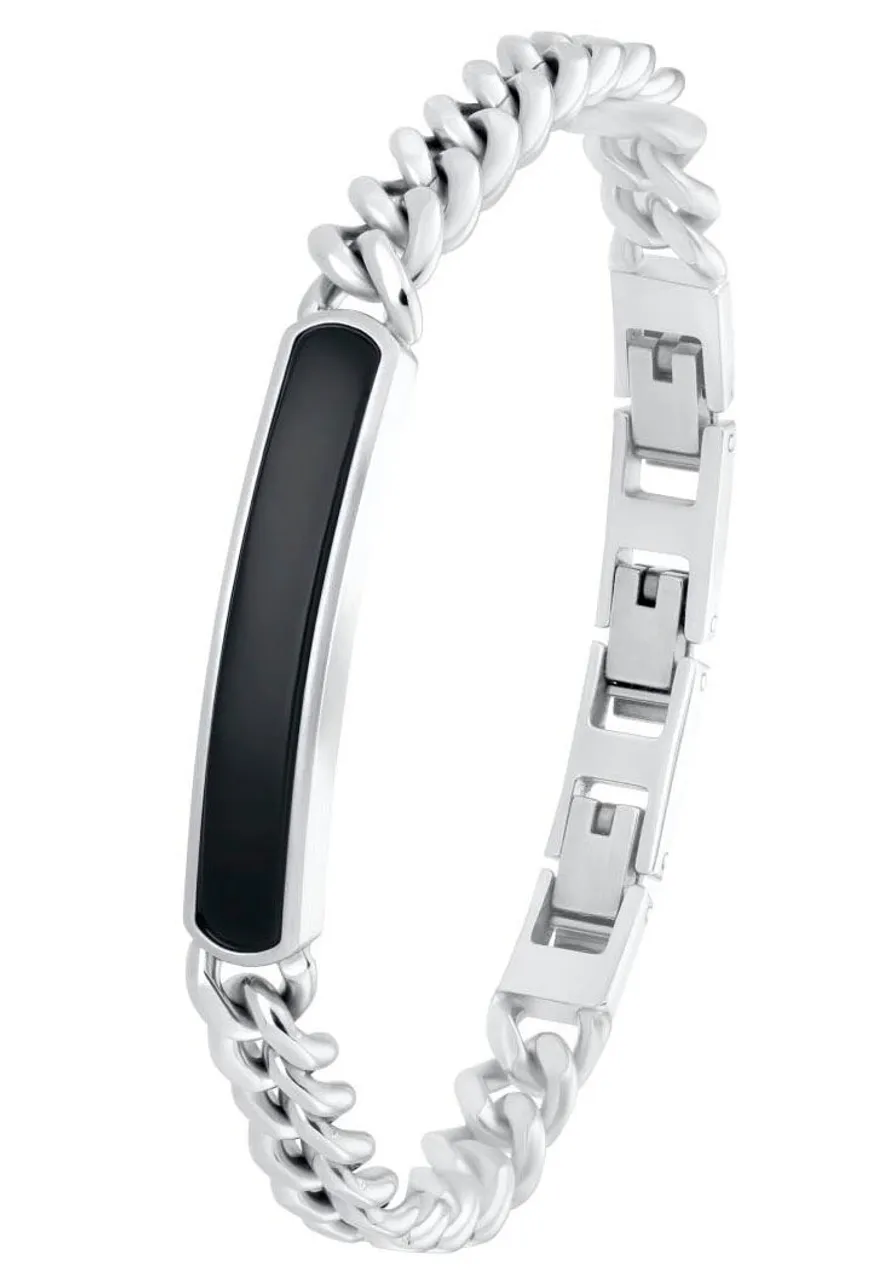 Armband S.OLIVER "2035538" Armbänder Gr. Edelstahl, schwarz (edelstahlfarben, schwarz, schwarz) Herren Hochzeitsmode