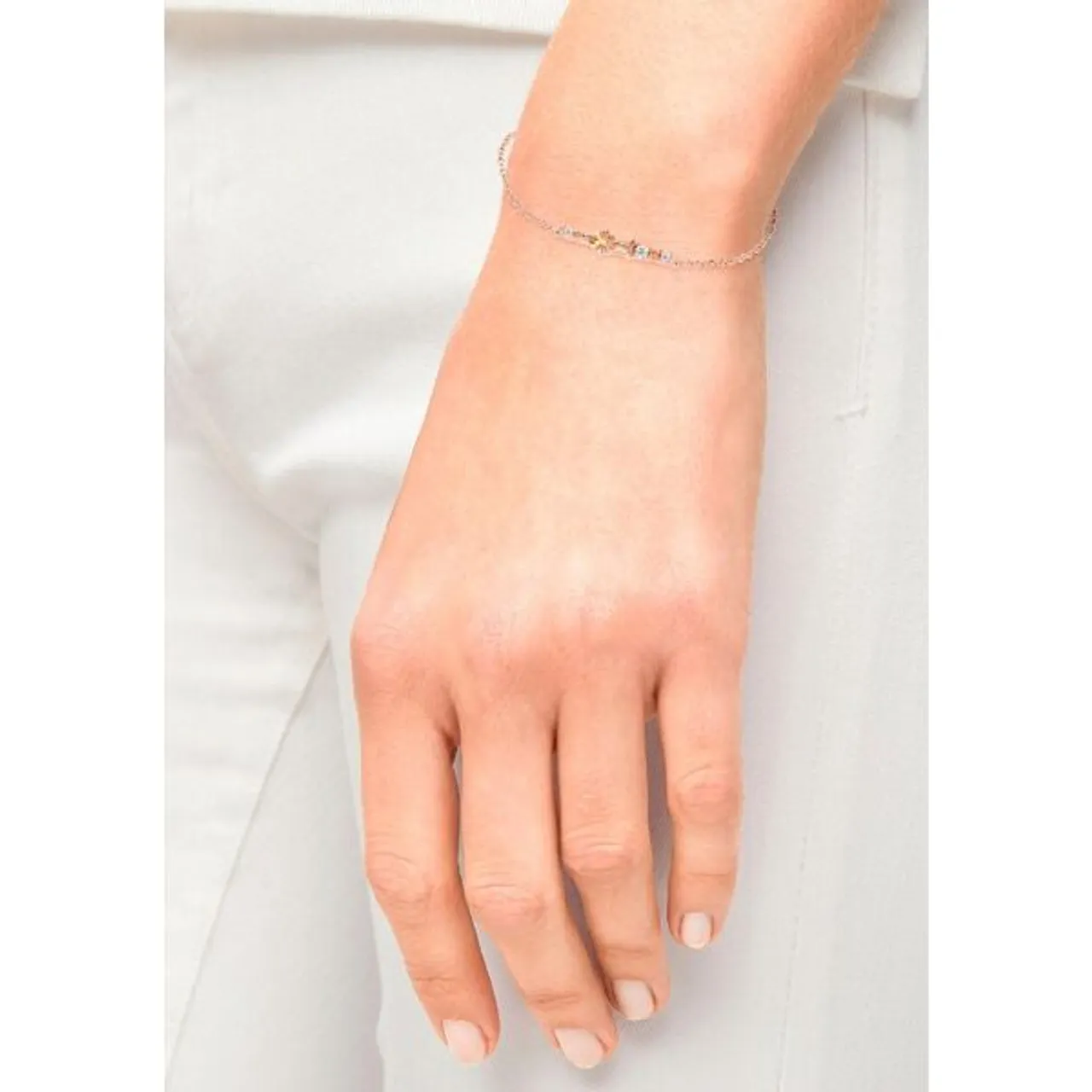 Armband S.OLIVER "2036880" Armbänder Gr. Silber 925 (Sterlingsilber), goldfarben (roségoldfarben, apricot, weiß, weiß) Damen Trachtenmode mit Zirkonia...