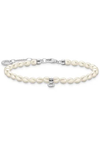 Armband THOMAS SABO "mit Perlen, A2063-082-14-L19V" Armbänder Gr. 19, Silber 925 (Sterlingsilber)-Perlen, bunt (silberfarben, weiß) Damen Perlenarmbän...